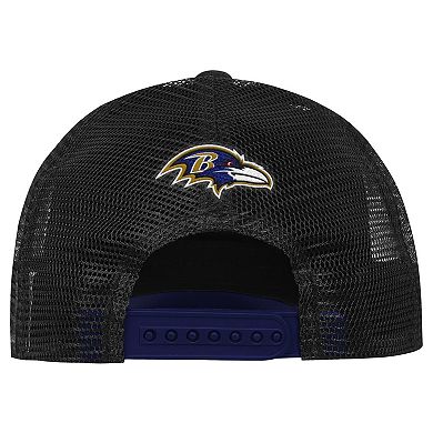 Youth Outerstuff Black/Purple Baltimore Ravens Handoff Foam Adjustable Trucker Hat