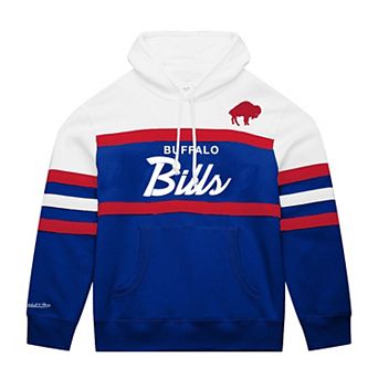 Men's Mitchell & Ness White/Royal Buffalo Bills Big & Tall Head Coach Hoodie