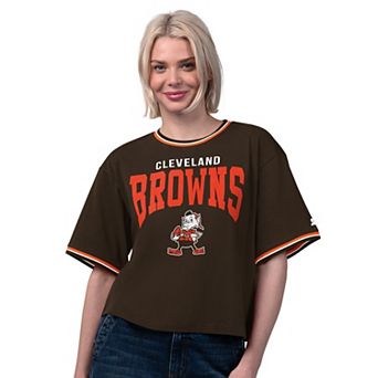 Women's Starter Brown Cleveland Browns Vintage Ace Cropped T-Shirt