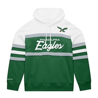 Men's Mitchell & Ness White/Kelly Green Philadelphia Eagles Big & Tall Head Coach Hoodie