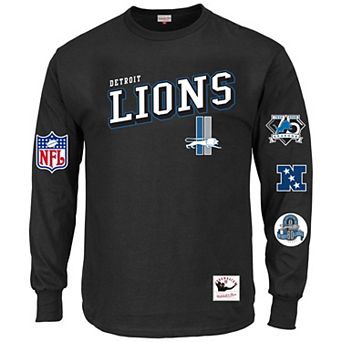 Men's Mitchell & Ness Black Detroit Lions Big & Tall Training Camp Long Sleeve T-Shirt