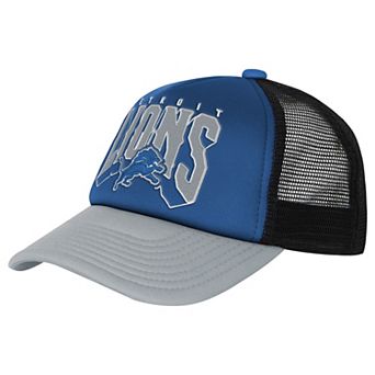 Youth Outerstuff Blue/Silver Detroit Lions Handoff Foam Adjustable Trucker Hat