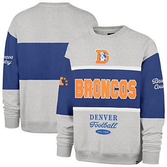 Men's '47 Royal/Gray Denver Broncos Blockfield Maximalist Sweatshirt