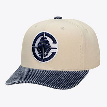 Men's Mitchell & Ness Cream/Blue LA Clippers Washed Corduroy Pro Crown Snapback Hat