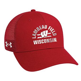 Unisex Under Armour Red Wisconsin Badgers 2026 Lambeau Field Collection Washed Performance Trucker Adjustable Hat