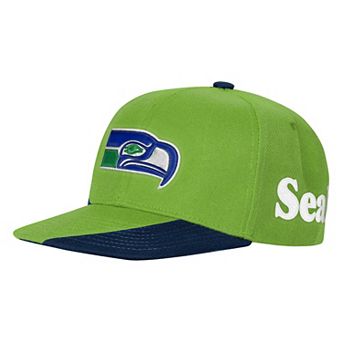 Youth Outerstuff Neon Green/Navy Seattle Seahawks Side Swipe Retro Snapback Hat