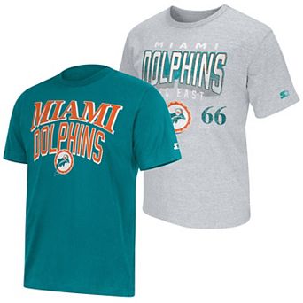 Men's Starter Aqua/Gray Miami Dolphins Two-Pack Throwback Logo T-Shirt Set