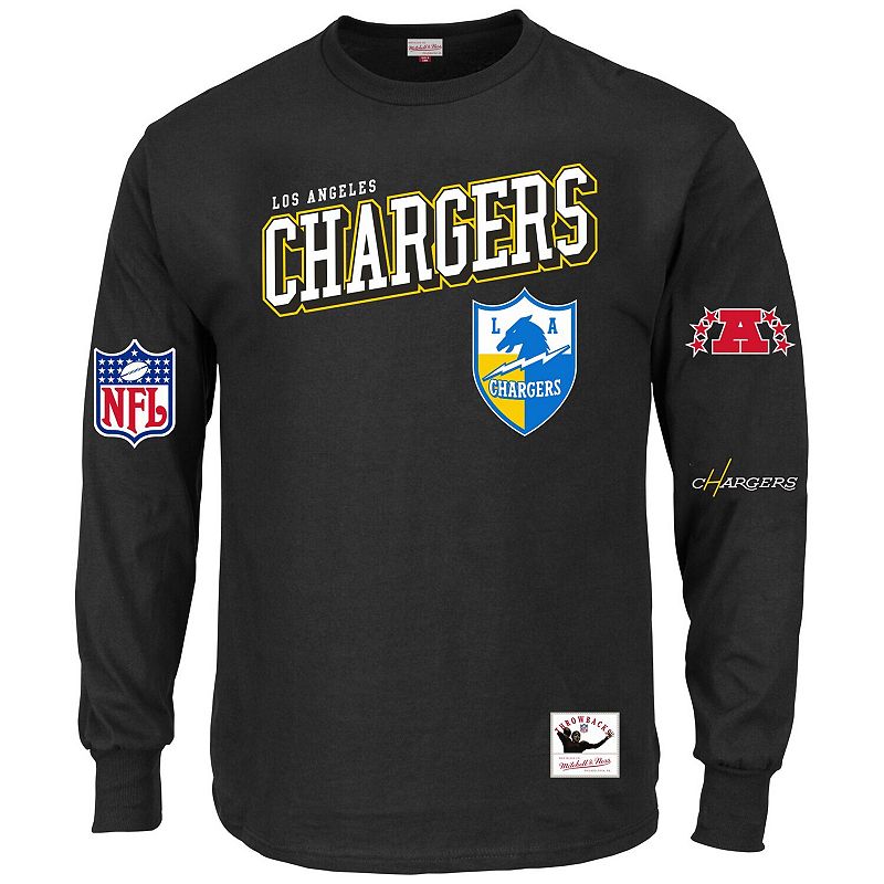 Mitchell & Ness Men's Big & Tall Los Angeles Chargers Training Camp Long-Sleeve Screen-Print Graphic T-Shirt - Black
