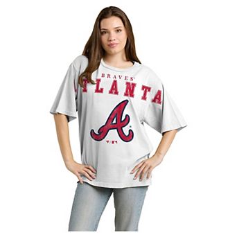 Women's Fanatics White Atlanta Braves Relaxed Big Text T-Shirt