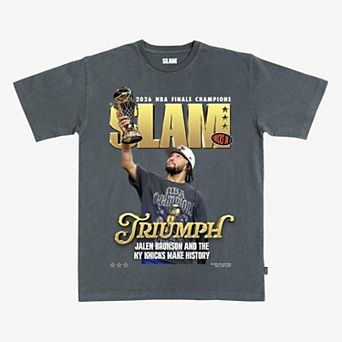 Unisex SLAM Jalen Brunson Charcoal New York Knicks 2026 NBA Finals Champions Cover T-Shirt