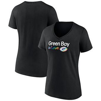 Women's Fanatics Black Green Bay Packers City Pride V-Neck T-Shirt