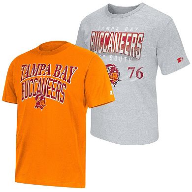 Men's Starter Orange/Gray Tampa Bay Buccaneers Two-Pack Throwback Logo T-Shirt Set