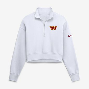 Women's Nike White Washington Commanders Oversized Phoenix Fleece Cropped Quarter-Zip Sweatshirt