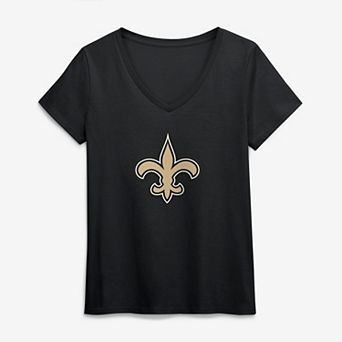 Women's Logo Athletic Black New Orleans Saints Primary Logo V-Neck T-Shirt