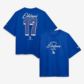 Women's Nike Shohei Ohtani Royal Los Angeles Dodgers Premium Essentials Boxy Name & Number T-Shirt