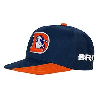 Youth Outerstuff Navy/Orange Denver Broncos Side Swipe Retro Snapback Hat