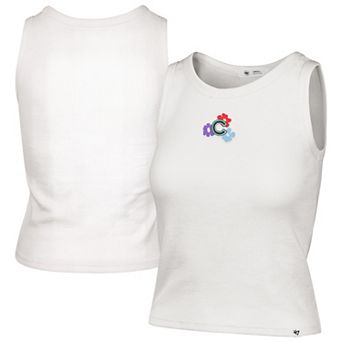 Women's '47 Cream Chicago Cubs Floral Logo Ribbed Baby Tank Top
