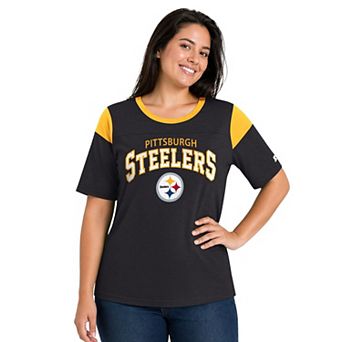 Women's Starter Black Pittsburgh Steelers Plus Size Linebacker T-Shirt