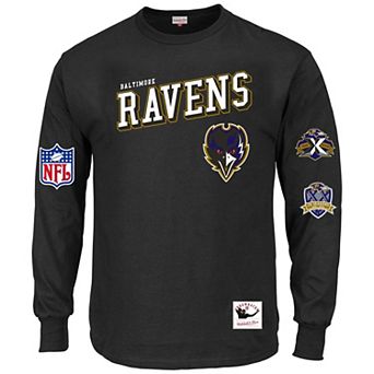 Men's Mitchell & Ness Black Baltimore Ravens Big & Tall Training Camp Long Sleeve T-Shirt