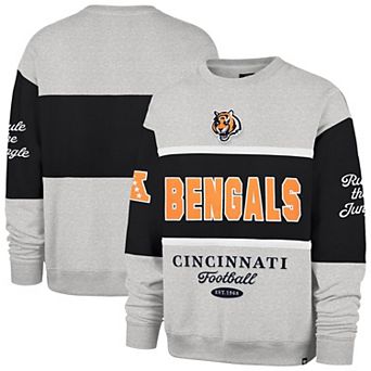Men's '47 Black/Gray Cincinnati Bengals Blockfield Maximalist Sweatshirt