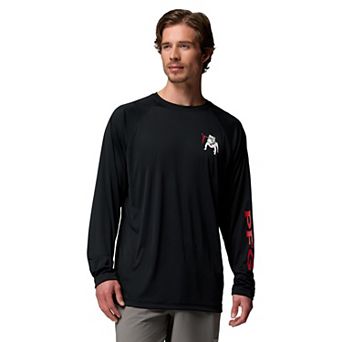 Men's Columbia Black Georgia Bulldogs Terminal Tackle Omni-Shade Raglan Long Sleeve T-Shirt