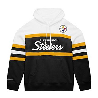 Men's Mitchell & Ness White/Black Pittsburgh Steelers Big & Tall Head Coach Hoodie