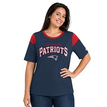 Women's Starter Navy New England Patriots Plus Size Linebacker T-Shirt