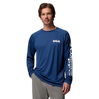 Men's Columbia Navy Georgia Bulldogs Terminal Tackle Omni-Shade Raglan Long Sleeve T-Shirt