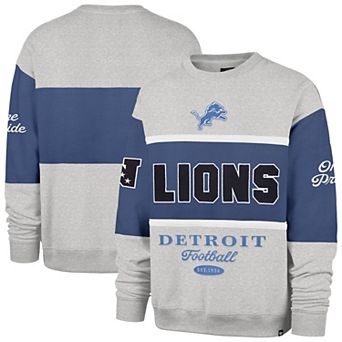 Men's '47 Blue/Gray Detroit Lions Blockfield Maximalist Sweatshirt