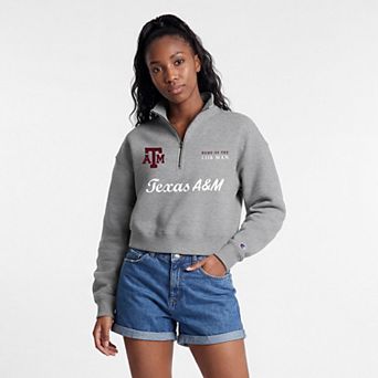 Women's Champion Gray Texas A&M Aggies Academic Triumph Quarter-Zip Tri-Blend Pullover