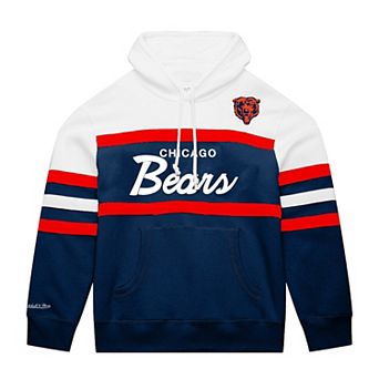Men's Mitchell & Ness White/Navy Chicago Bears Big & Tall Head Coach Hoodie