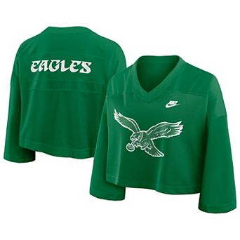 Women's Nike Kelly Green Philadelphia Eagles Rewind Cropped Mesh Dri-FIT Fashion Jersey