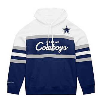 Men's Mitchell & Ness White/Navy Dallas Cowboys Big & Tall Head Coach Hoodie