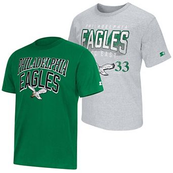 Men's Starter Kelly Green/Gray Philadelphia Eagles Two-Pack Throwback Logo T-Shirt Set