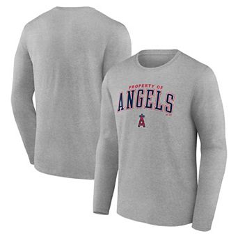 Men's Fanatics Heather Gray Los Angeles Angels Iconic Long Sleeve T-Shirt