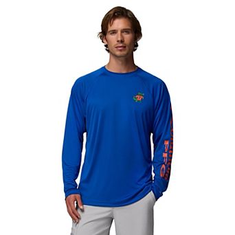 Men's Columbia Royal Florida Gators Terminal Tackle Omni-Shade Raglan Long Sleeve T-Shirt