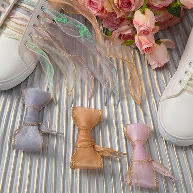 2 Pairs Unisex Wide Shoelaces Wavy Curl Silk Chiffon Shoelaces 55.12"