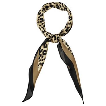 Leopard Print Rhombus Neck Scarf Scarves Wraps Neckerchief for Women