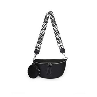 Daily Fanny Packs for Women Crossbody Bag with Wide Patterned Strap and Secure Zipper Pocket