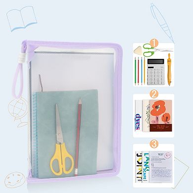 Document Bag, Zipper Tote PP File Bag for Office With Clip