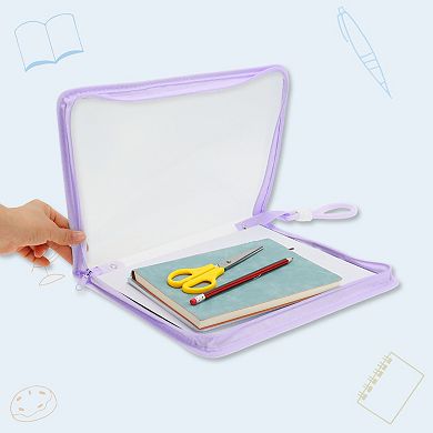 Document Bag, Zipper Tote PP File Bag for Office With Clip