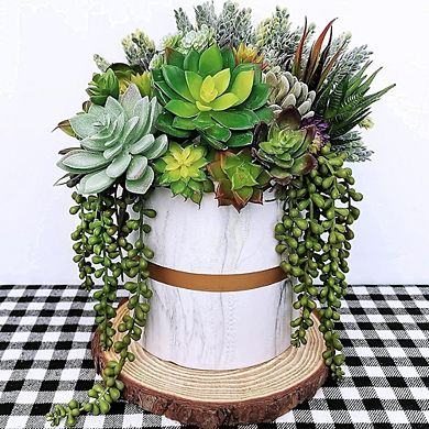 Assorted Artificial Succulents, Faux Hanging String of Pearls for Decor