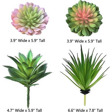 Artificial Succulent Plants Set, Realistic Faux Decor for Home & Garden