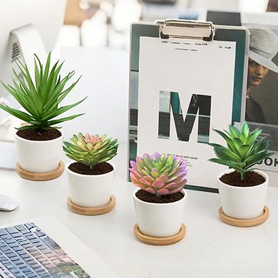 Artificial Succulent Plants Set, Realistic Faux Decor for Home & Garden