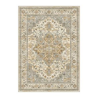 HomeRoots Ivory And Brown Oriental Washable Runner Rug