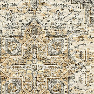 HomeRoots Ivory And Brown Oriental Washable Runner Rug