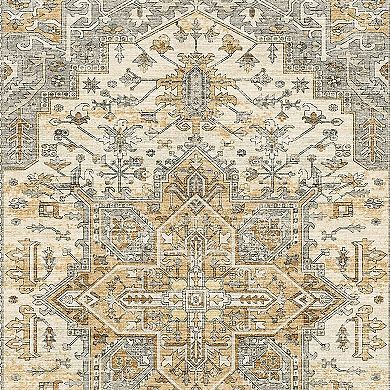HomeRoots Ivory And Brown Oriental Washable Runner Rug