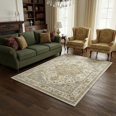 HomeRoots Ivory And Brown Oriental Washable Runner Rug