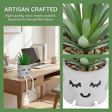 Artificial Succulent Plant in Pot, Lifelike Mini Faux Home & Office Decor