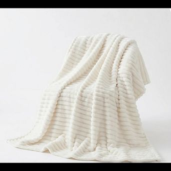 Striped Fleece Throw Blanket Soft Warm Lightweight Microfiber 300GSM